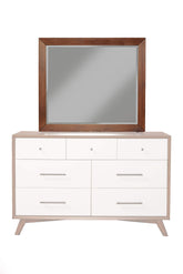 Flynn Mahogany and Okoume Veneer Mirror, Chestnut/White